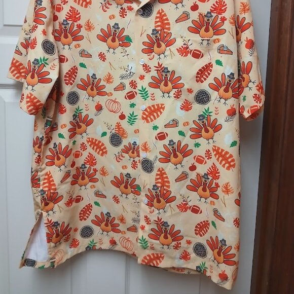 Funny Guy Creation Men’s Short Sleeve Thanksgiving Button Down Shirt Size Large - Picture 2 of 9